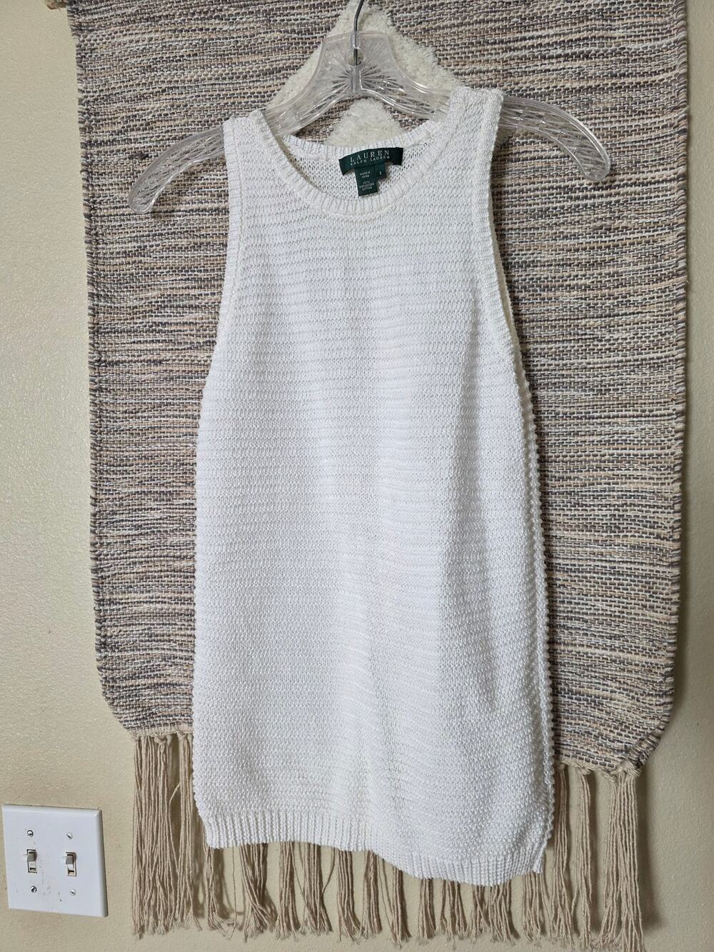 Lauren Ralph Lauren Women’s S White 100% Mercerized Cotton Knit Tank Top